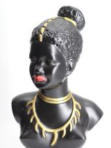 Buste de femme africaine en plâtre ancien