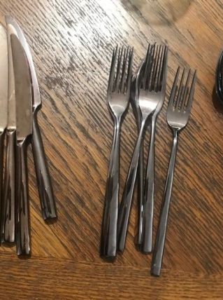 Lot 18 couverts acier inoxydable bronze broggi 6 fourchettes