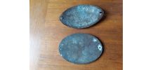 Lot deux plaques en laiton agriculteur 
