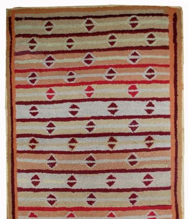 Tapis ancien Américain Hooked fait main, 1B506