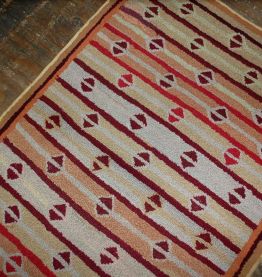Tapis ancien Américain Hooked fait main, 1B506