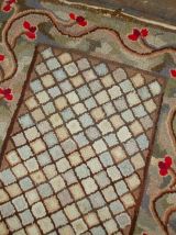 Tapis ancien Américain Hooked fait main, 1B509