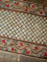 Tapis ancien Américain Hooked fait main, 1B509