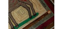 Tapis ancien Américain Hooked fait main, 1B512