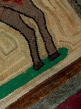Tapis ancien Américain Hooked fait main, 1B512