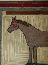 Tapis ancien Américain Hooked fait main, 1B512