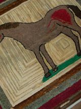 Tapis ancien Américain Hooked fait main, 1B512
