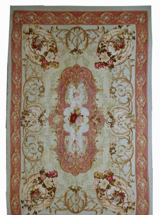 Tapis ancien Français Aubusson Napoleon fait main, 1B526
