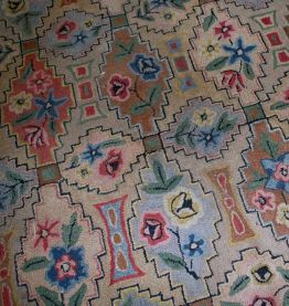 Tapis ancien Américain Hooked fait main, 1B537