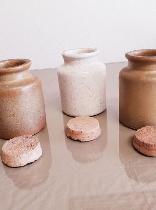 Lot de 3 bocaux ou salière en ceramique ( ref K13 ) 
