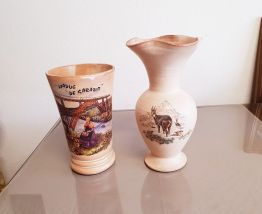 Vase céramique avec motif paysage et viaduc (ref K14A)