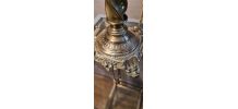 lampe bronze petrole ancienne  electrifiee 1920 abat jour pl