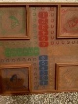 plateau en bois jeu petits cheveaux , vintage