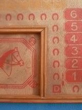 plateau en bois jeu petits cheveaux , vintage