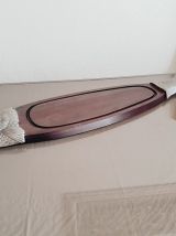 Plateau de découpe poisson en bois et argenté ( ref K 33 )