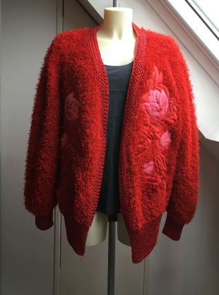 Gros gilet doudou rouge vintage - Taille unique - TBE