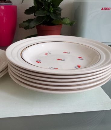 Assiettes creuses en porcelaine Babel de St Amand de 1950