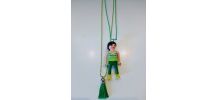 Collier Playmobil vert clair et foncé à pompon