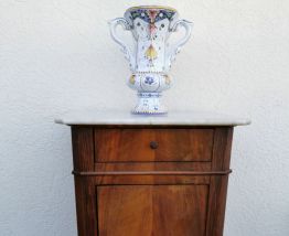 Table de chevet en noyer et marbre 40x29x76