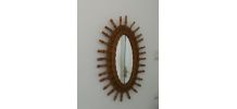 Miroir Ovale en rotin et bambou Vintage 
