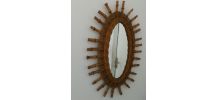Miroir Ovale en rotin et bambou Vintage 