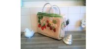 Sac cabas au crochet avec motif fraise ( V )