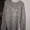 Pull gris clair chaud neige snow flocon hiver femme 40 