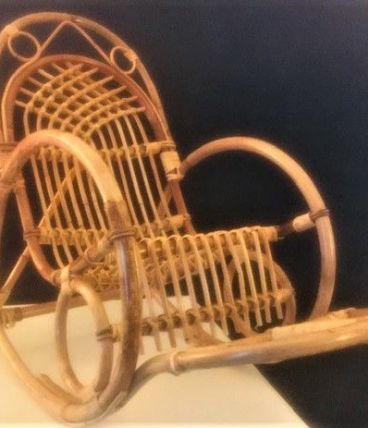 Rocking-chair rotin enfant  avec repose pieds