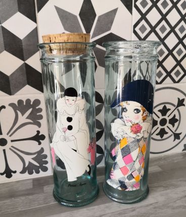 Bocaux en verre Arlequin et Pierrot