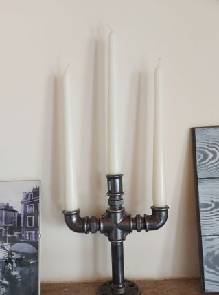 Chandelier bougeoir industriel en fonte