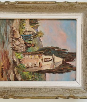 Tableau à huile signé M.Adrian encadré. 19x22 cm (26x30.5)
