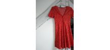 Robe rouge à imprimés fleurs liberty femme taille 38