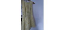 Robe courte dentelle brodée jaune blanche femme taille 34 XS