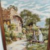 Tableau brodé vintage. Maison de campagne