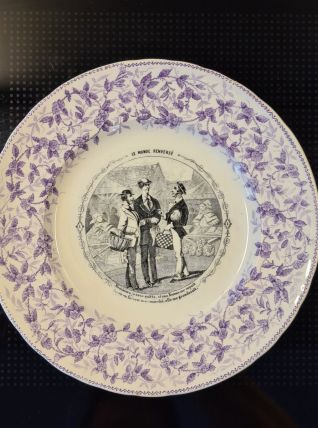 assiette parlante Vieillard "le monde renversé" le marché.