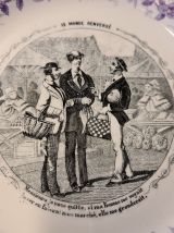 assiette parlante Vieillard "le monde renversé" le marché.