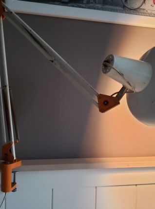 Lampe d'architecte articulée blanche et orange
