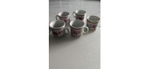 6 Tasses à café à motif floral 