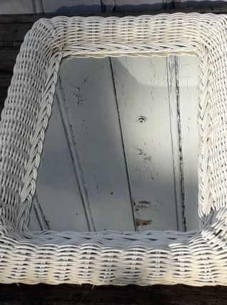 miroir osier blanc 41 x 30 cm