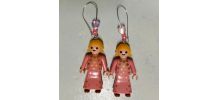 Boucles d'oreilles Playmobil/argentées, roses, dorées