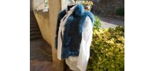 GILET FOURRURE VINTAGE KRYOS QUASI NEUF T 36-38 BLEU MARINE 
