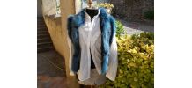 GILET FOURRURE VINTAGE KRYOS QUASI NEUF T 36-38 BLEU MARINE 