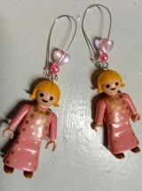 Playmobil, boucles d'oreilles, dormeuses argentées sans nick
