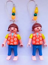 Playmobil, boucles d'oreilles, dormeuses argentées sans nick