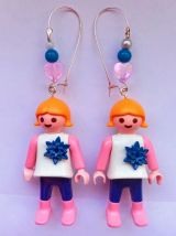 Playmobil, boucles d'oreilles, dormeuses argentées sans nick