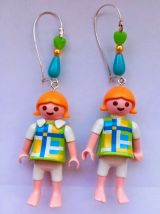 Playmobil, boucles d'oreilles, dormeuses argentées sans nick