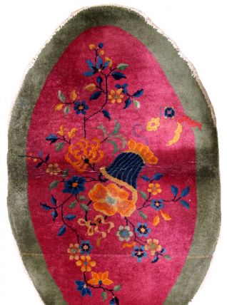 Tapis ancien Chinois Art Deco fait main, 1B634