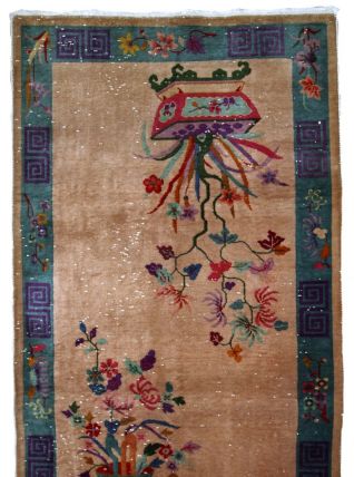 Tapis ancien Chinois Art Deco fait main, 1B639