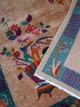 Tapis ancien Chinois Art Deco fait main, 1B639