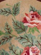 Tapis ancien Américain Hooked fait main, 1B647